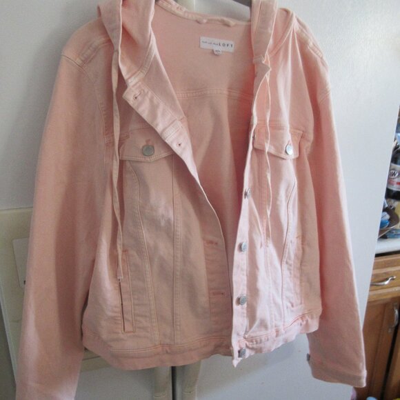 LOFT Jackets & Blazers - LOFT Pink denim modern Hooded crop Jean Jacket nwot buttons xl